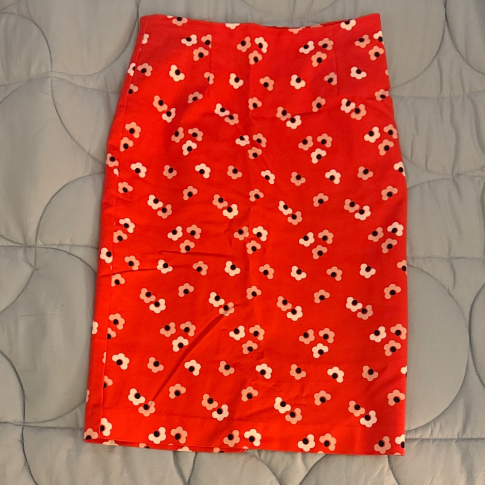 Boden Red Floral Pencil Skirt